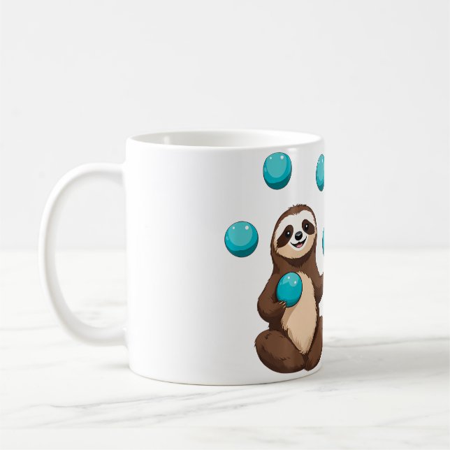 Funny Cute Sloth Juggling Circus Balls Juggling 	  Coffee Mug (Left)