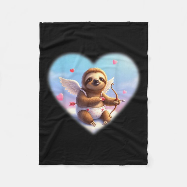 Funny Cute Sloth Lover Cud Date Valentines Day Gra Fleece Blanket (Front)