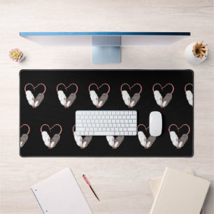 Funny Cute Small Rodent Pet Happy Heart Love Rat L Desk Mat