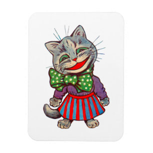 Funny Cute Smiling Retro 1930s Girl Cat Mascot Magnet