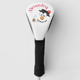 Funny Cute Snowman Face Personalized Christmas Golf Head Cover
