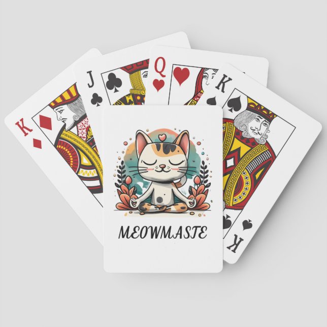 Funny Cute Spiritual Cat Meditating "MEOWMASTE" Playing Cards (Back)