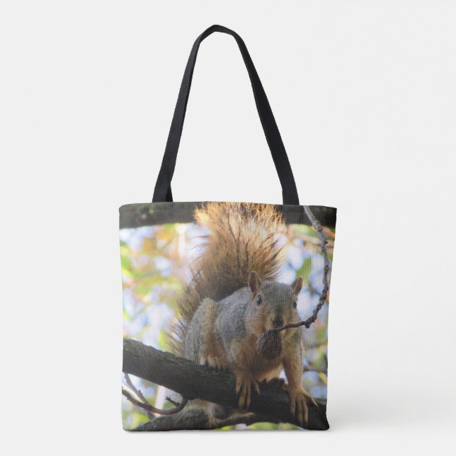Funny cute Squirrel Double Sided Tote Bag (Back)
