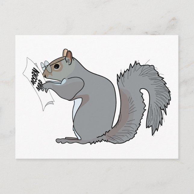 Funny Cute Squirrel Glasses Acorn Map Postcard (Front)