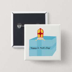 Funny Cute St. Nicholas Dutch Sinterklaas Kids Art 2 Inch Square Button