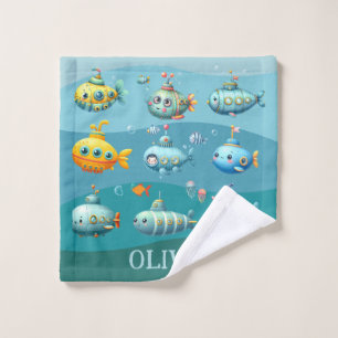 Funny Cute Submarine Pattern Kids  Wash Cloth