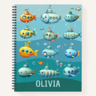 Funny Cute Submarine Pattern Notebook