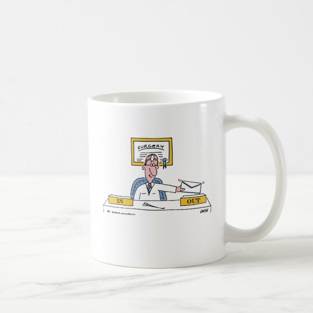 Funny Cute Surgeon Cartoon Sorting Mail in Office Coffee Mug (Right)