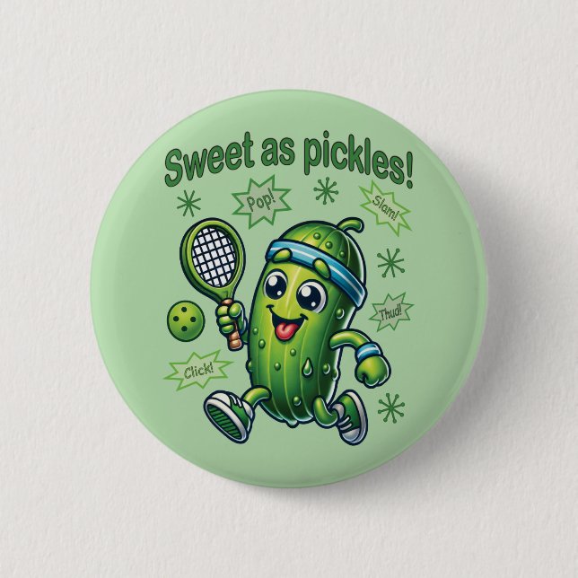 Funny Cute Sweet as Pickles Pickleball 2 Inch Round Button (Front)