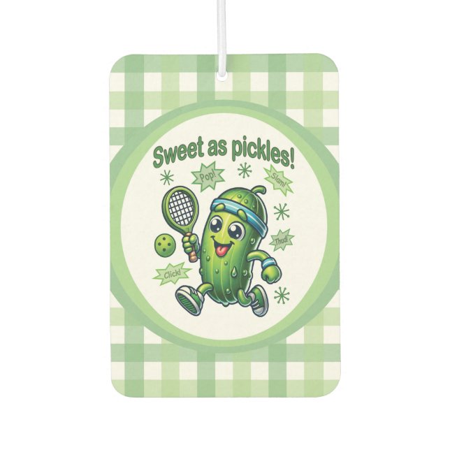 Funny Cute Sweet as Pickles Pickleball Air Freshener (Front)