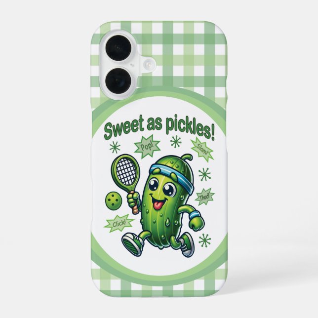 Funny Cute Sweet as Pickles Pickleball iPhone 16 Case (Back)