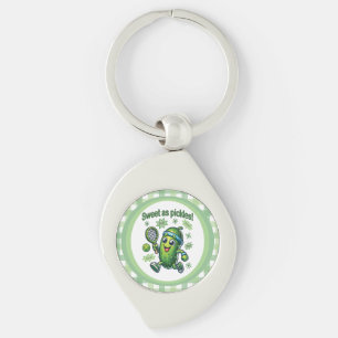 Funny Cute Sweet as Pickles Pickleball Keychain