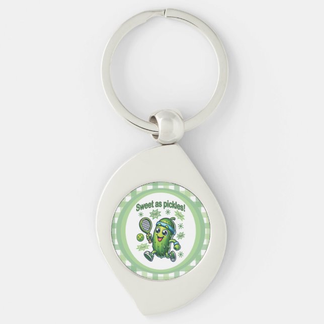 Funny Cute Sweet as Pickles Pickleball Keychain (Front)