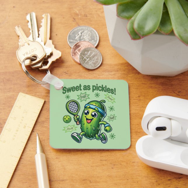 Funny Cute Sweet as Pickles Pickleball Keychain (Desk)