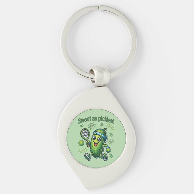Funny Cute Sweet as Pickles Pickleball Keychain (Front)