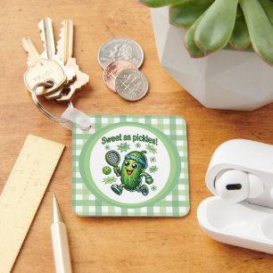 Funny Cute Sweet as Pickles Pickleball Keychain