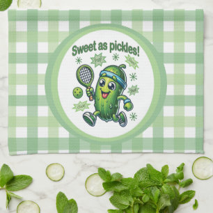 Funny Cute Sweet as Pickles Pickleball Kitchen Towel
