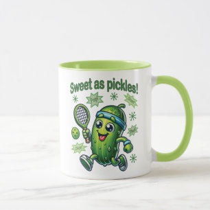 Funny Cute Sweet as Pickles Pickleball Mug