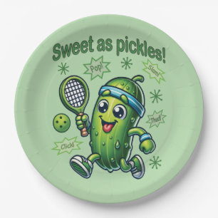 Funny Cute Sweet as Pickles Pickleball Paper Plate