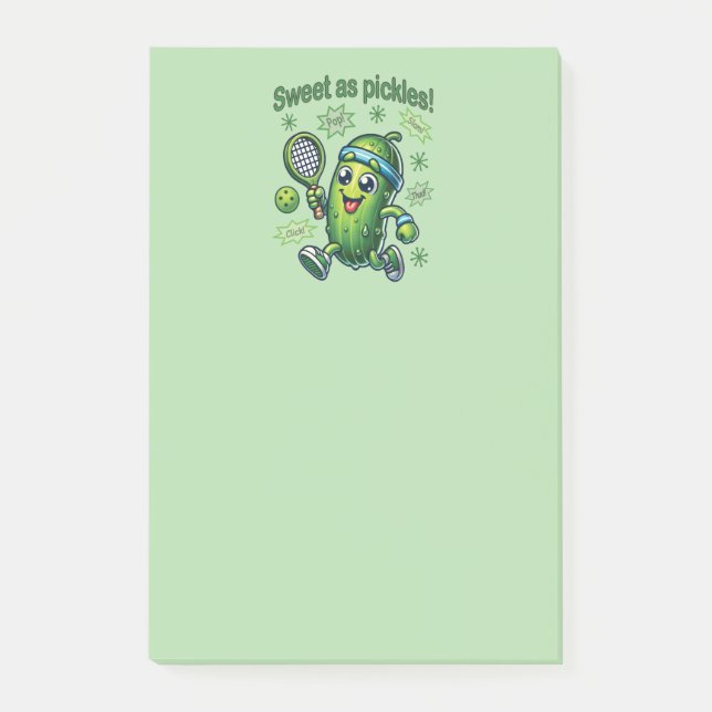 Funny Cute Sweet as Pickles Pickleball Post-it Notes (Front)