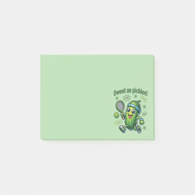 Funny Cute Sweet as Pickles Pickleball Post-it Notes (Front)