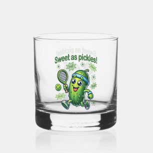 Funny Cute Sweet as Pickles Pickleball Whiskey Glass