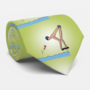 Funny cute swimmer champion racing pool neck tie. tie