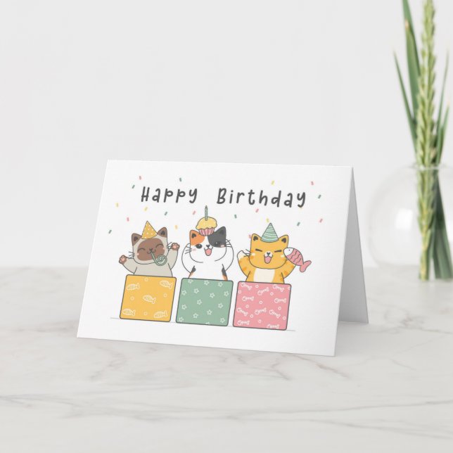 Funny Cute Tabby Chat Kitten Carte d'anniversaire (Devant)