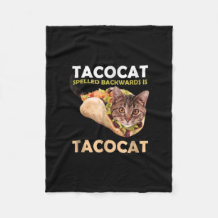 Funny Cute Tacocat Taco Cat Spelled Backward Fleece Blanket
