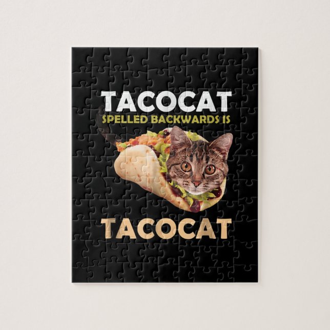 Funny Cute Tacocat Taco Cat Spelled Backward Jigsaw Puzzle (Vertical)