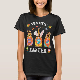 Funny Cute Three Gnomes Bunny Holding Egg Happy Ea T-Shirt
