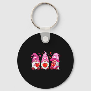 Funny Cute Three Gnomies Nk Hearts Matching Vale  Keychain