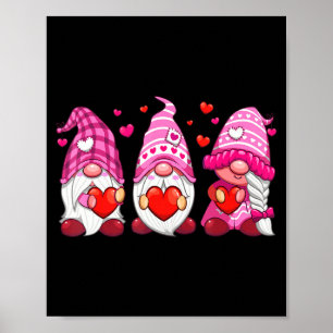 Funny Cute Three Gnomies Nk Hearts Matching Vale Poster