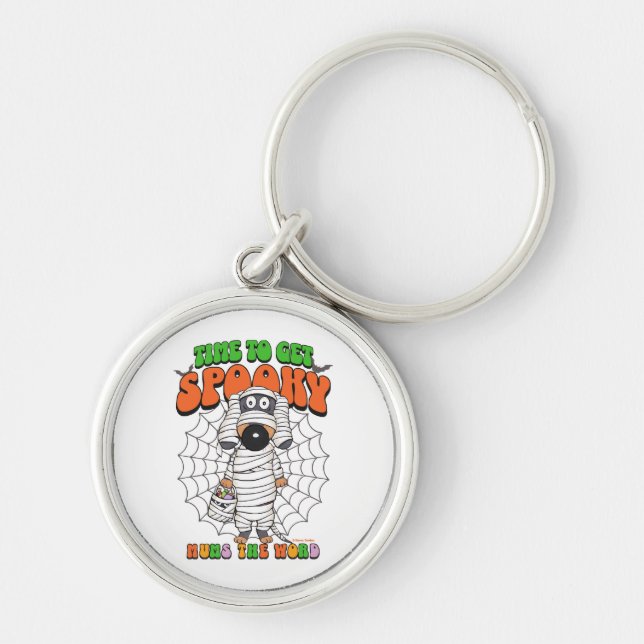 Funny Cute Time to get Spooky Mummy Keychain (Front)