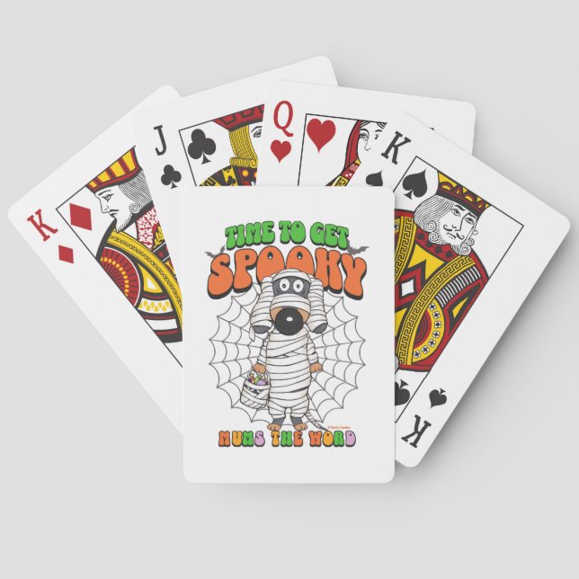 Funny Cute Time to get Spooky Mummy Playing Cards (Back)