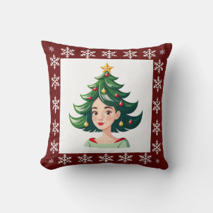 Funny Cute Trendy Stylish Elegant Christmas Tree  Throw Pillow