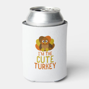 Funny Cute Turkey Family Matching Thanksgiving  Can Cooler