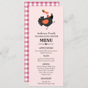 Funny Cute Turkey Thanksgiving Dinner Menu