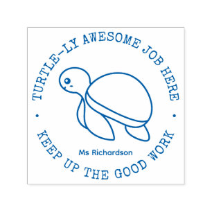 Funny Cute Turtle Awesome Job Teacher Praise Self-inking Stamp