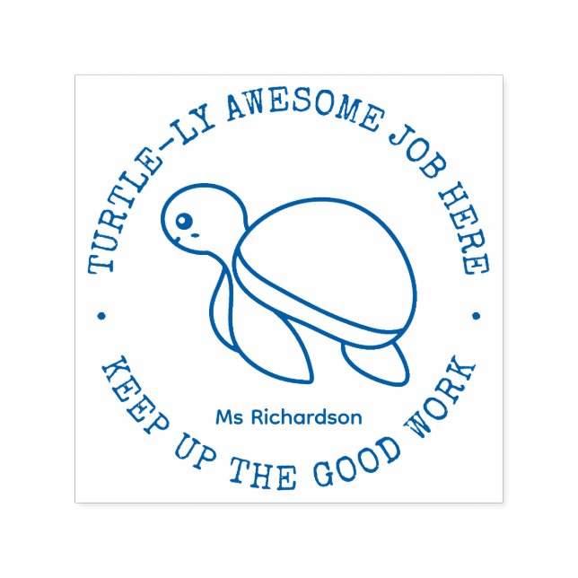 Funny Cute Turtle Awesome Job Teacher Praise Self-inking Stamp (Design)