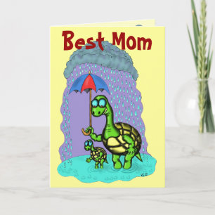 Funny cute turtles Best Mom greeting card design