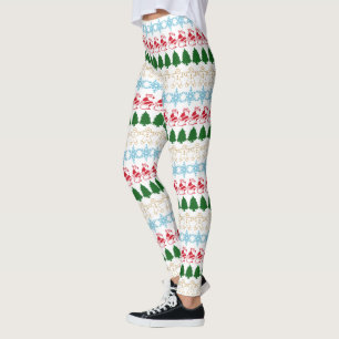 Funny Cute Ugly Christmas Sweater Pattern Party Leggings