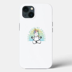 Funny cute unicorn doing yoga. funny yoga poses iPhone 13 case