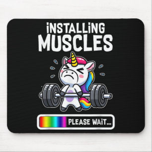 Funny Cute Unicorn Workout Gym Fitness Weightlifti Mouse Pad