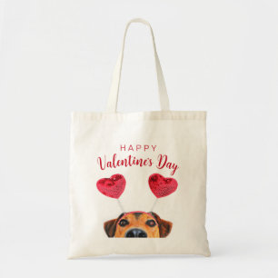 Funny Cute Valentine's Day Dog Heart Headband Tote Bag