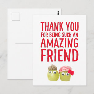 Funny cute vegan amazing friends thank you card