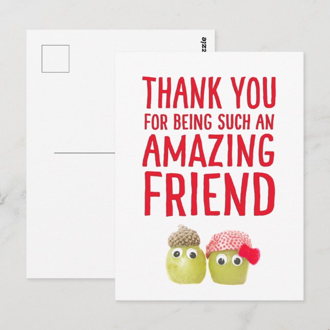 Funny cute vegan amazing friends thank you card (Front/Back)