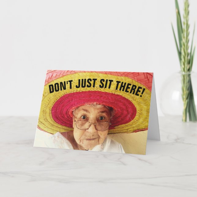 FUNNY CUTE VIEILLE DAME CARTE D'ANNIVERSAIRE POUR  (Devant)