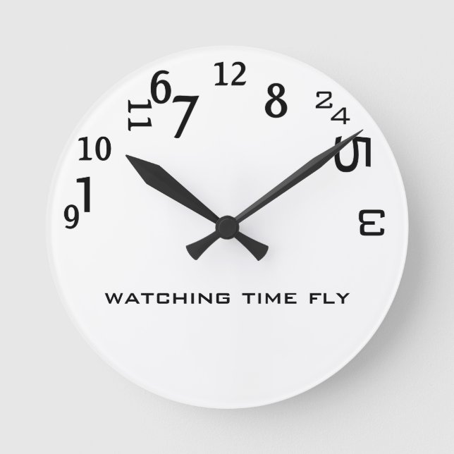 Funny Cute Watching Time Fly Round Clock (Front)