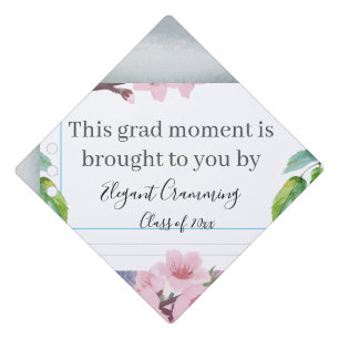 Funny Cute Watercolor Floral Notebook Paper Graduation Cap Topper